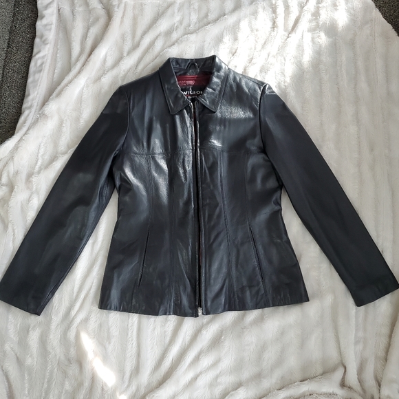 WILSONS LEATHER THINSULATE BLACK FITTED LEATHER JACKET WITH REMOVABLE LINER! - Picture 9 of 16